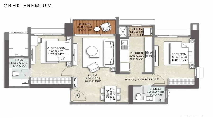 Kalpataru Estella Balkum floor plan1