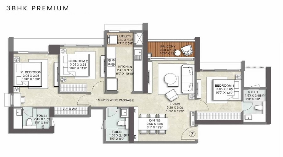 Kalpataru Estella Balkum floor plan2